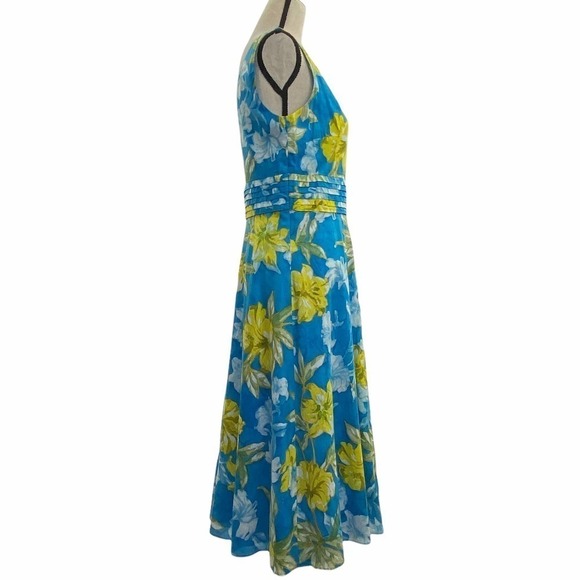 CYNTHIA Howie Blue Green Floral Sleeveless Dress - Picture 4 of 11